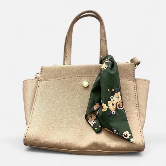 Steve Madden Handbags - Steve Madden Beige/Cream Handbag with Floral Scarf Accent